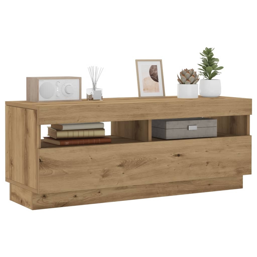 VidaXL Tv-meubel met LED 100x35x40 cm bewerkt hout artisanaal eiken