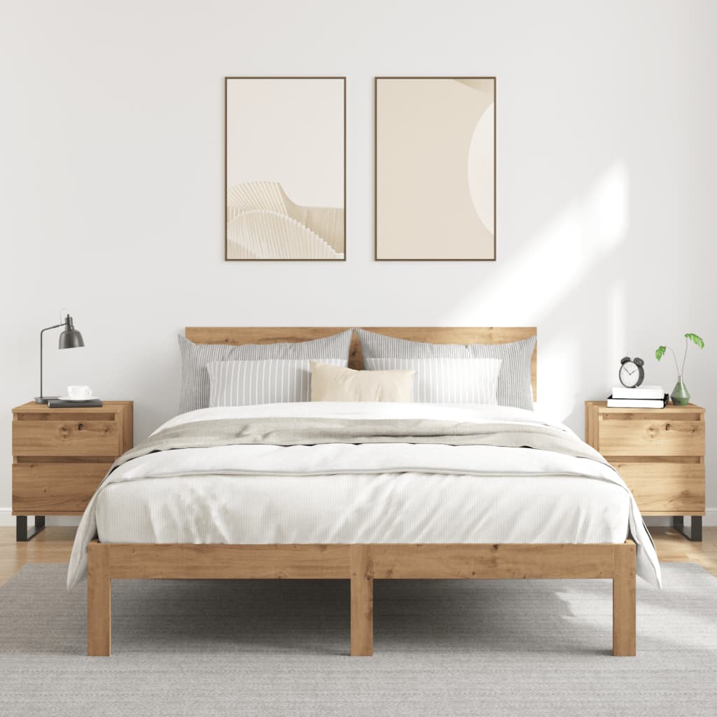 vidaXL Nachtkastjes 2 st 40x35x50cm bewerkt hout artisanaal eikenkleur