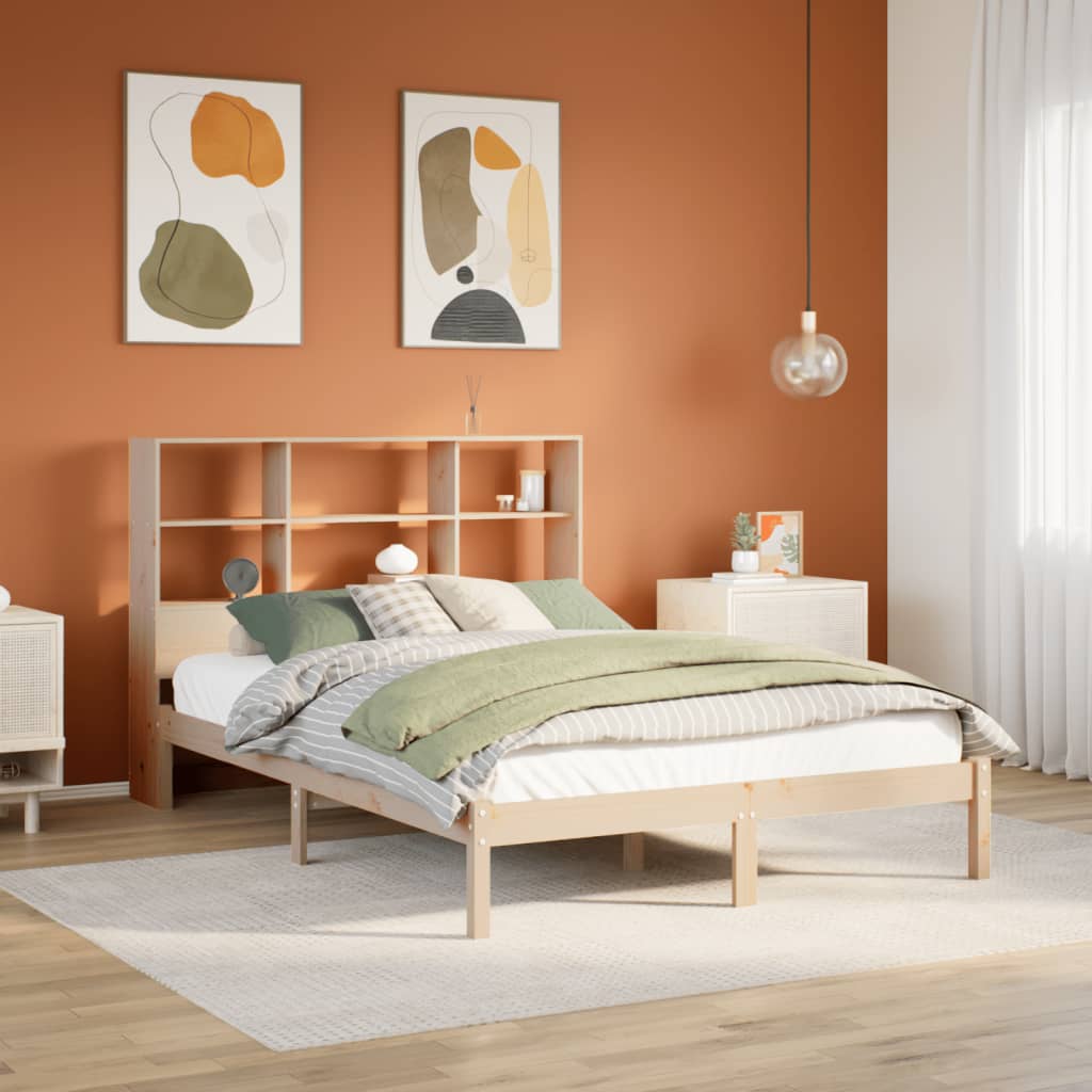 VidaXL Bed met boekenkast zonder matras massief grenenhout 120x190 cm