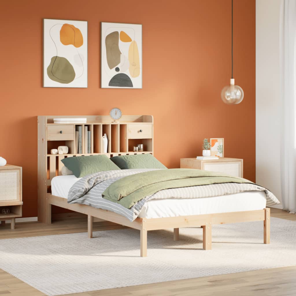 VidaXL Bed met boekenkast zonder matras massief grenenhout 120x190 cm