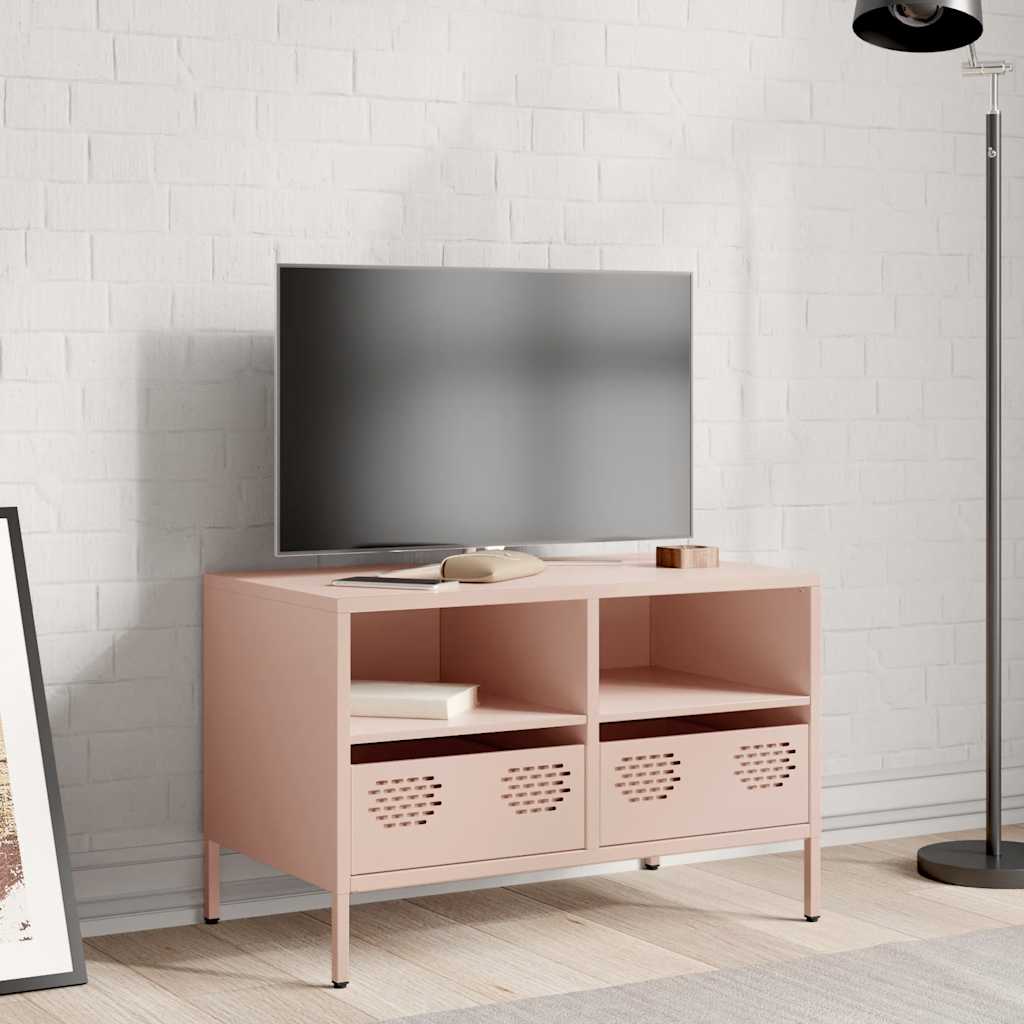 vidaXL Tv-meubel 68x39x43,5 cm koudgewalst staal roze