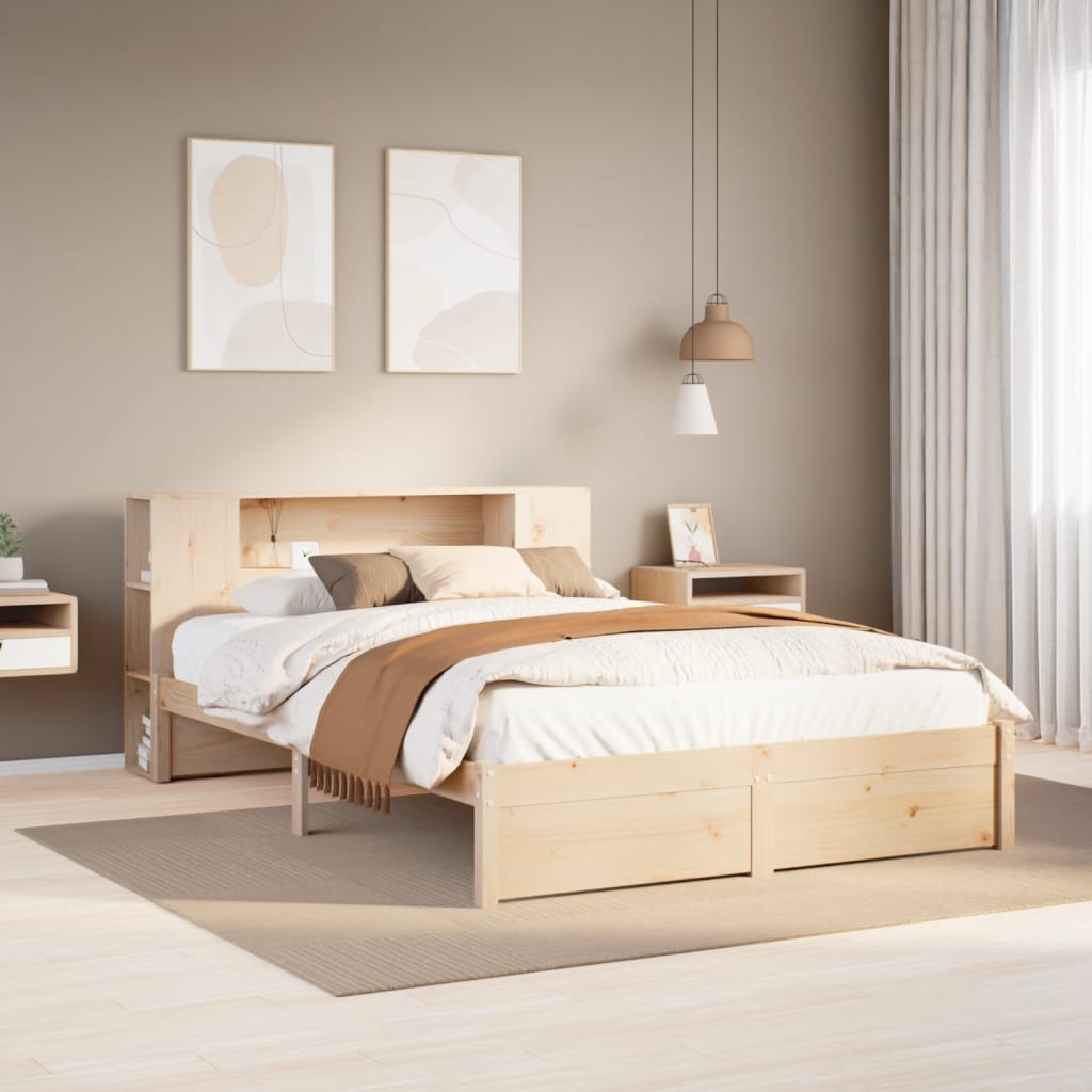 VidaXL Bed met boekenkast zonder matras massief grenenhout 120x200 cm