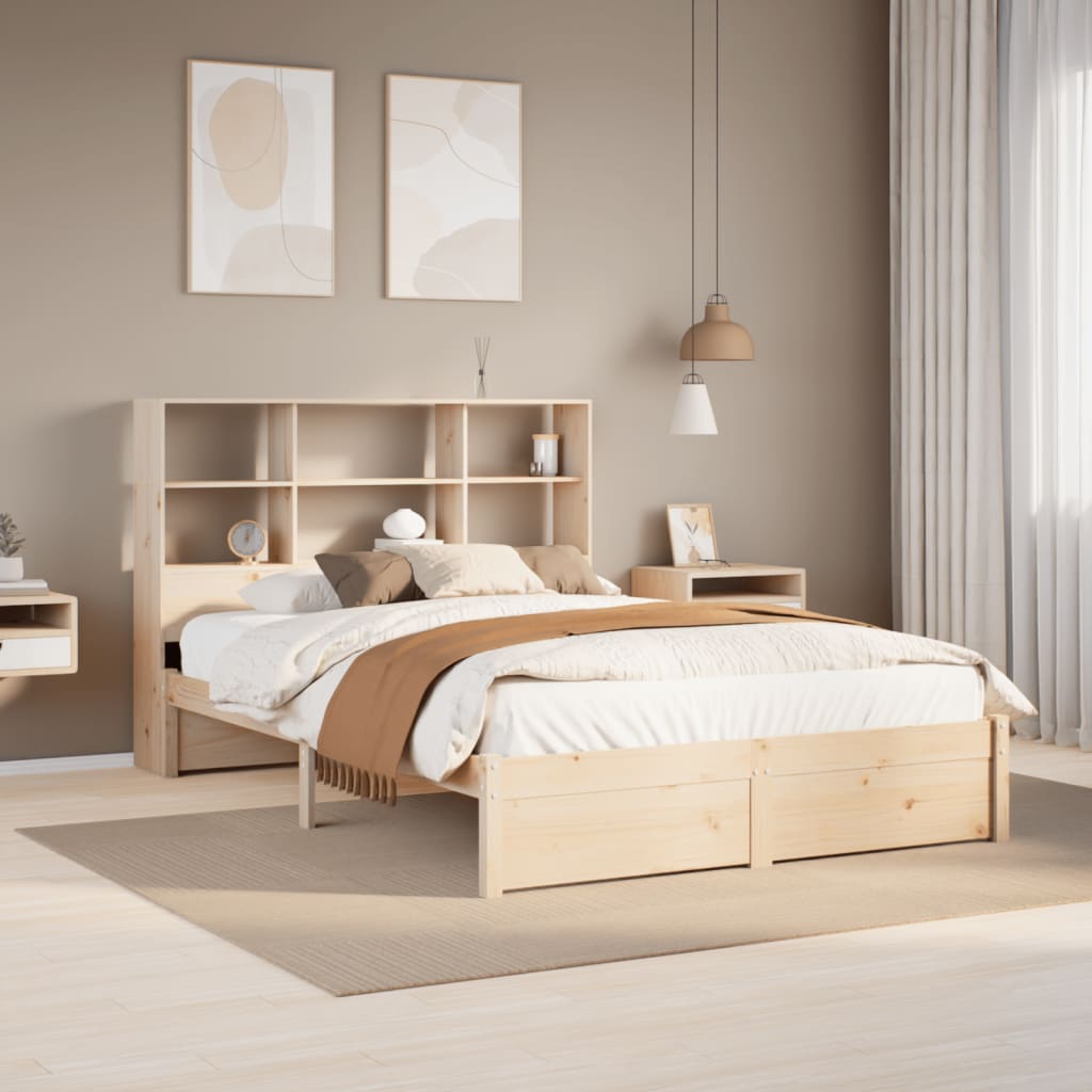 VidaXL Bed met boekenkast zonder matras massief grenenhout 140x200 cm