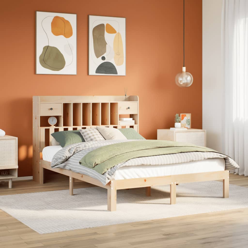 VidaXL Bed met boekenkast zonder matras massief grenenhout 120x190 cm