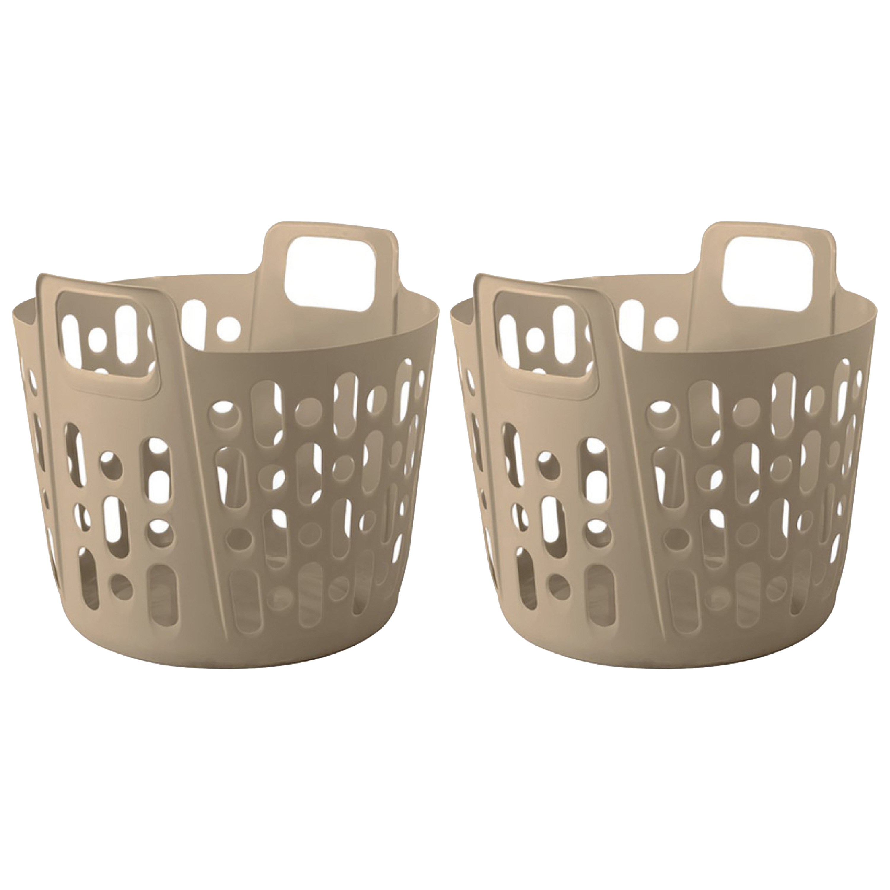 Merkloos Flexibele wasmand - 2x - beige - 35 liter - kunststof - x x cm -