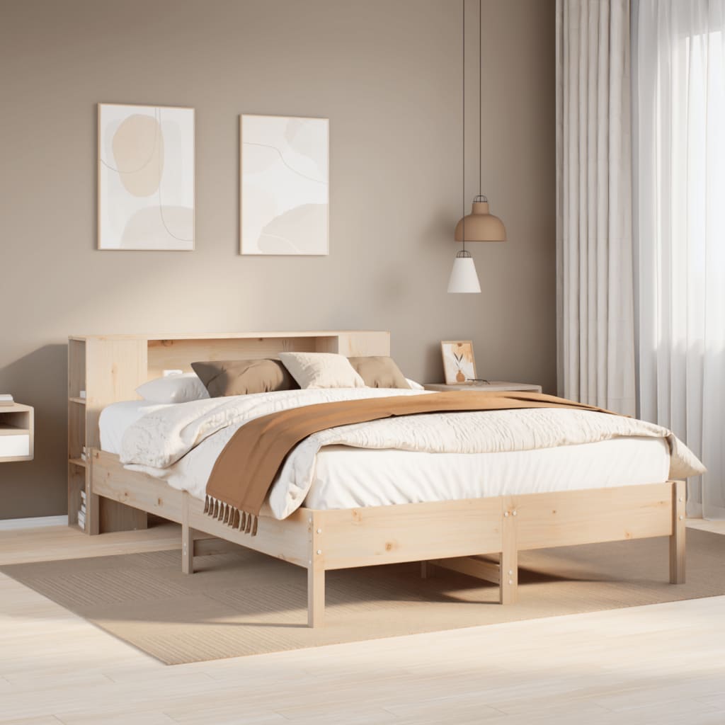 VidaXL Bed met boekenkast zonder matras massief grenenhout 120x190 cm