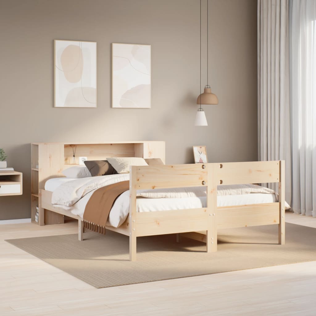 VidaXL Bed met boekenkast zonder matras massief grenenhout 120x190 cm