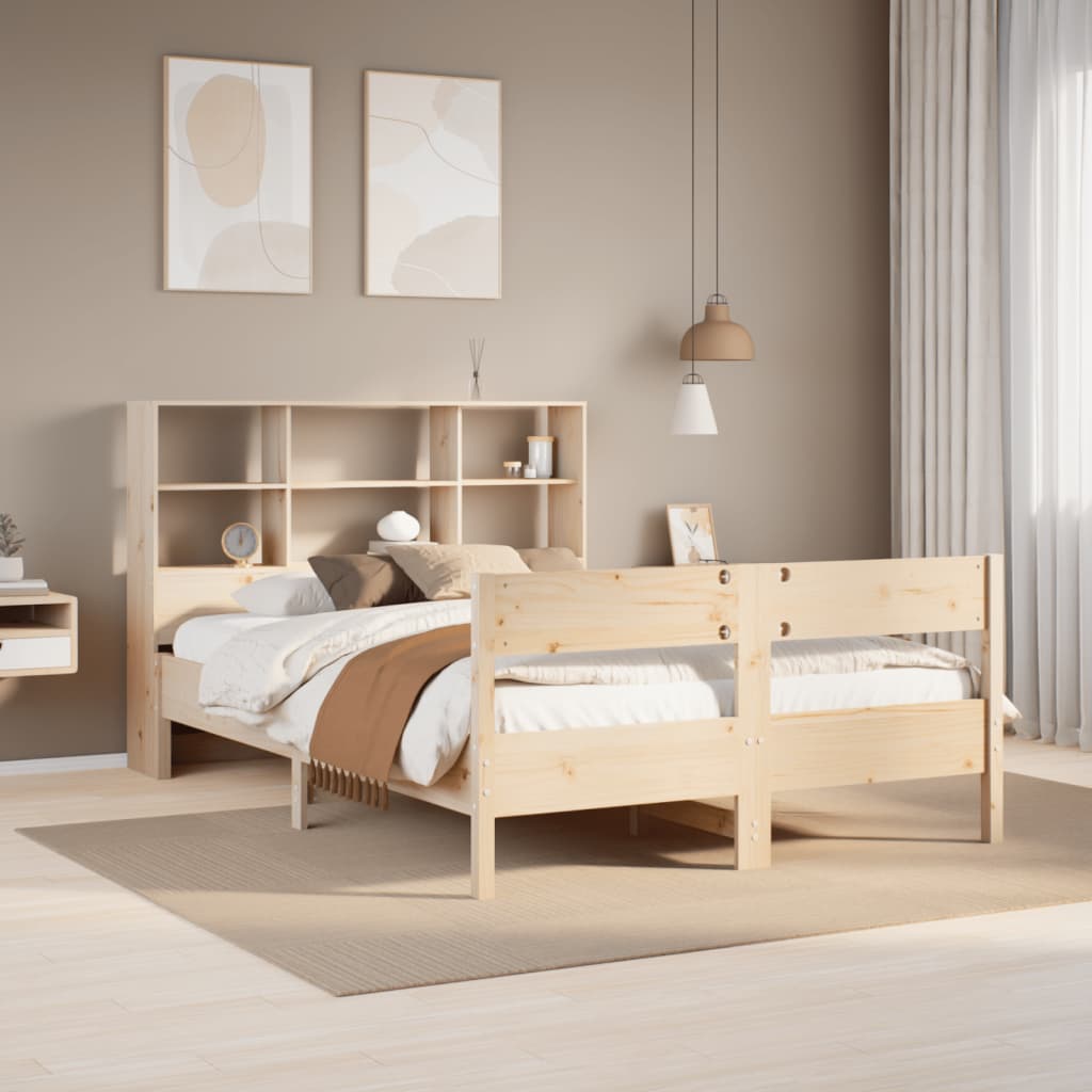 VidaXL Bed met boekenkast zonder matras massief grenenhout 160x200 cm