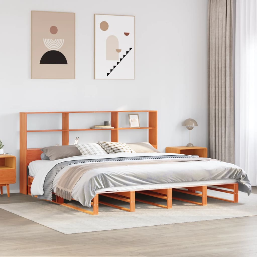 VidaXL Bed met boekenkast zonder matras hout wasbruin 180x200 cm