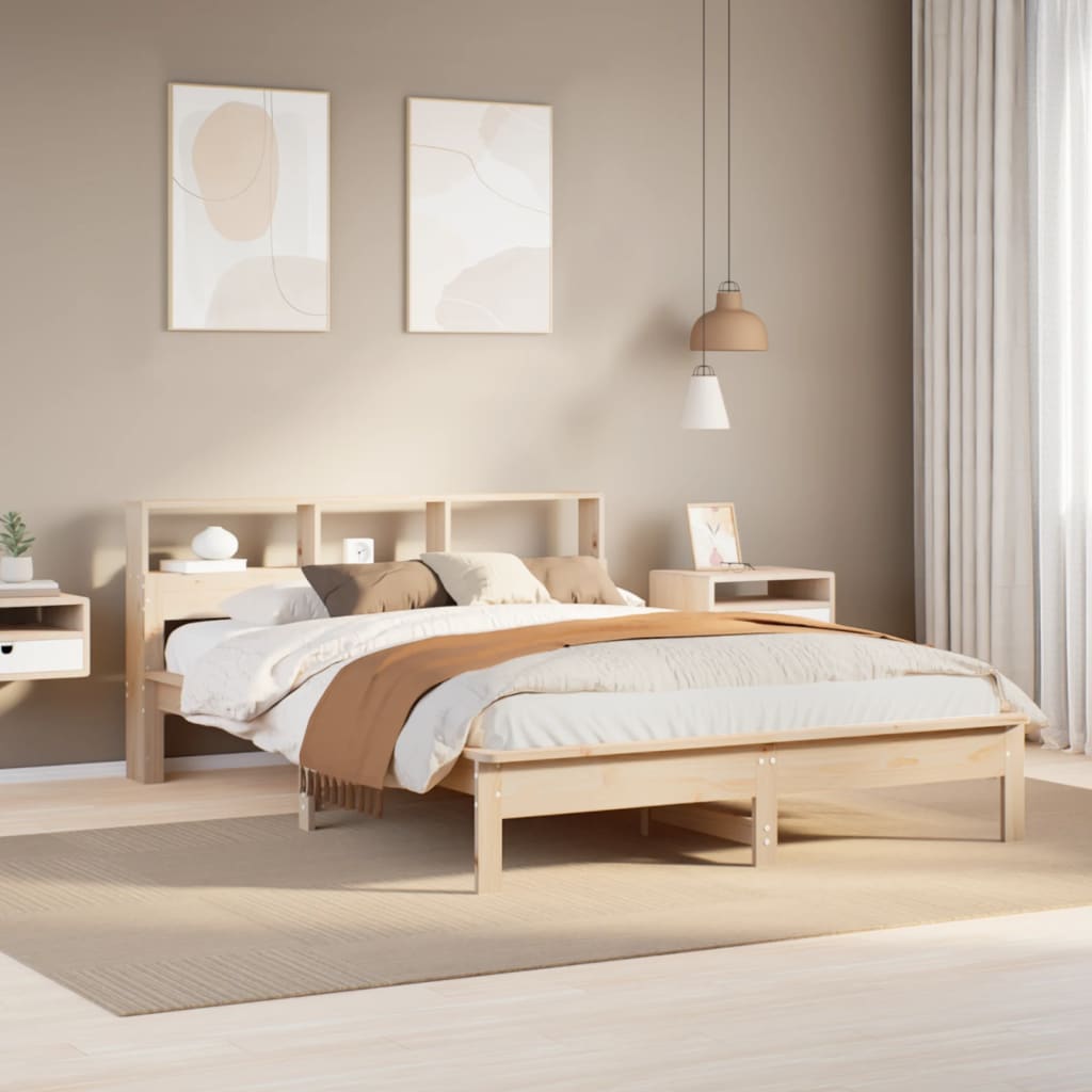 VidaXL Bed met boekenkast zonder matras massief grenenhout 120x190 cm