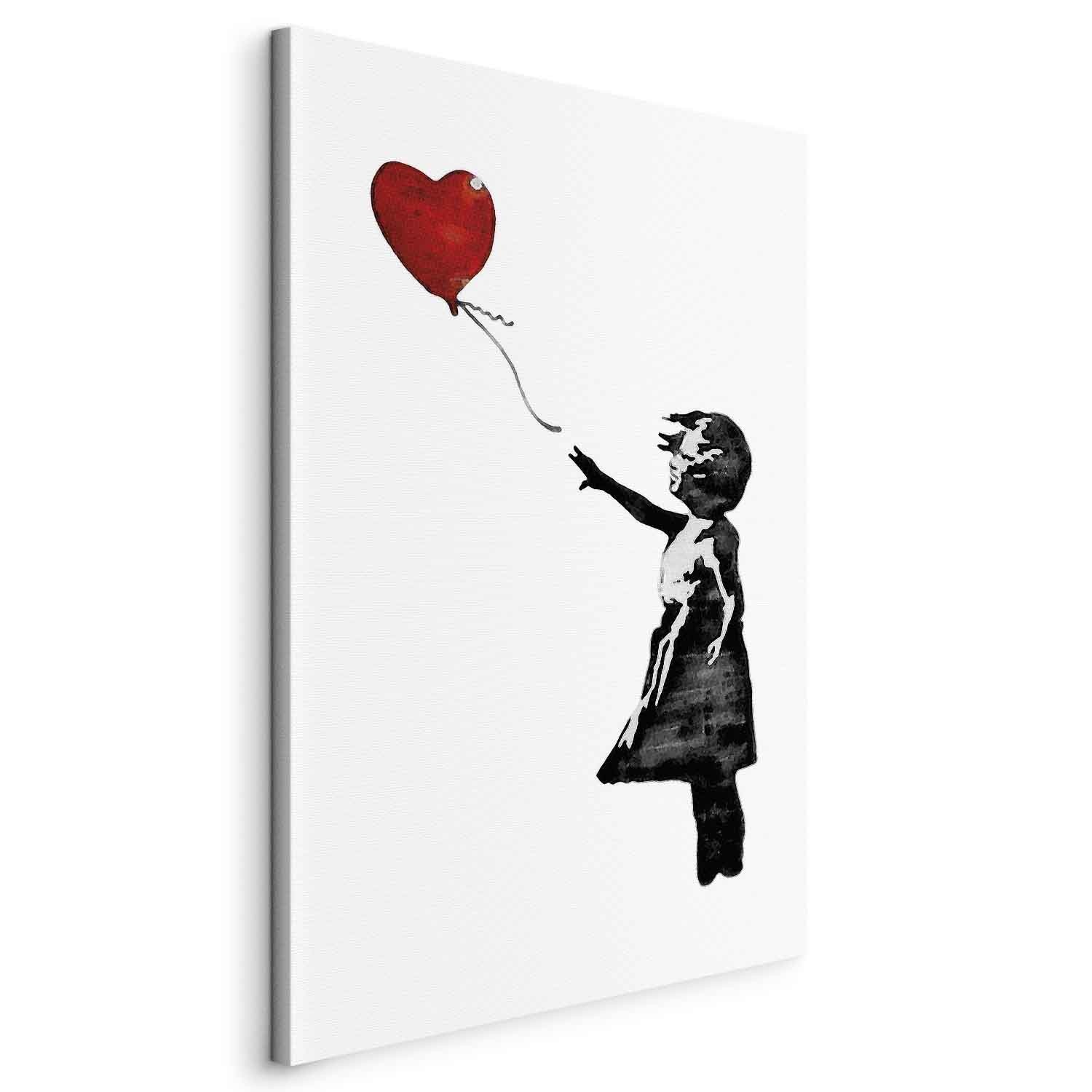 Karo-art Schilderij - Banksy: Girl with Balloon (1 Part) Vertical