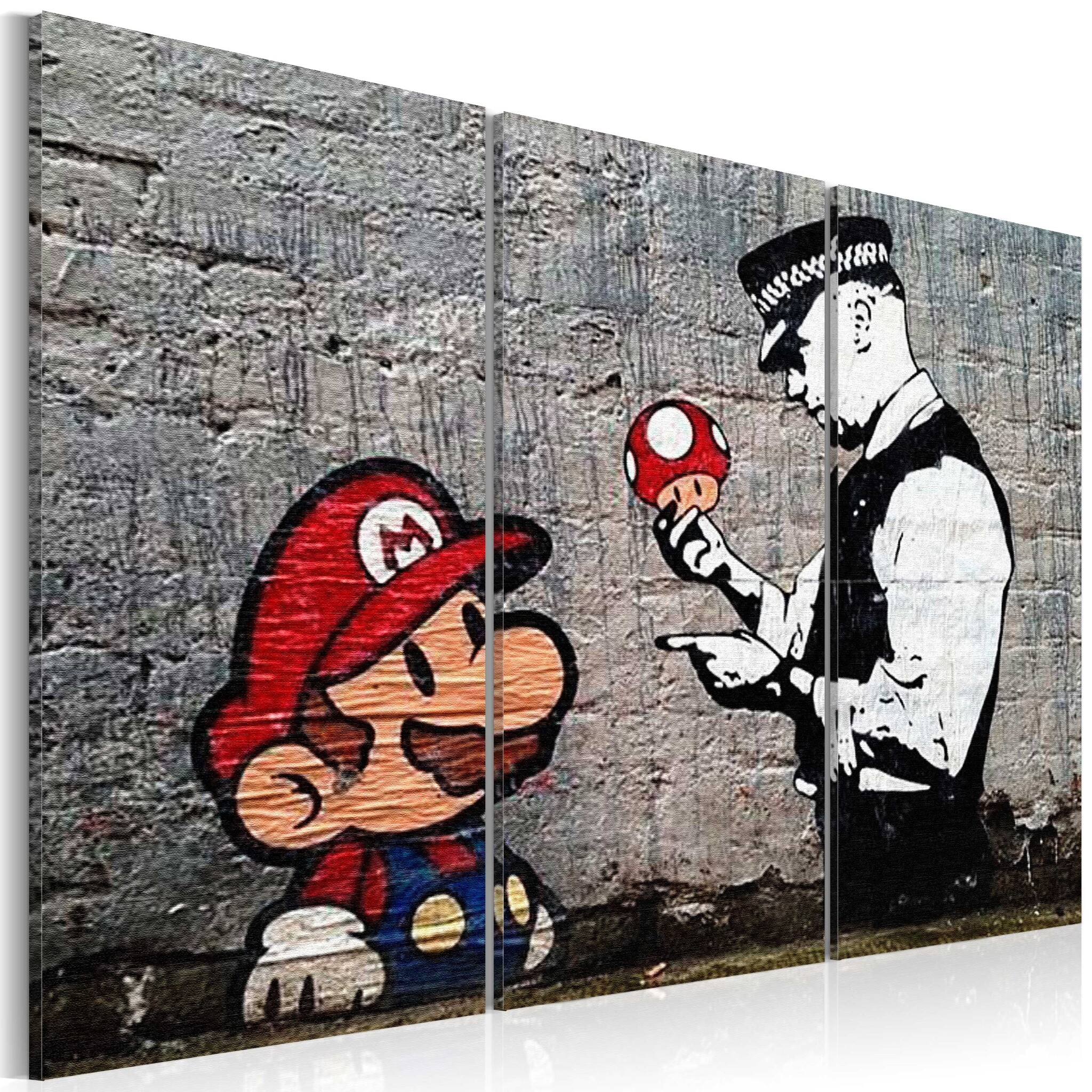 Karo-art Schilderij - Super Mario Mushroom Cop by Banksy