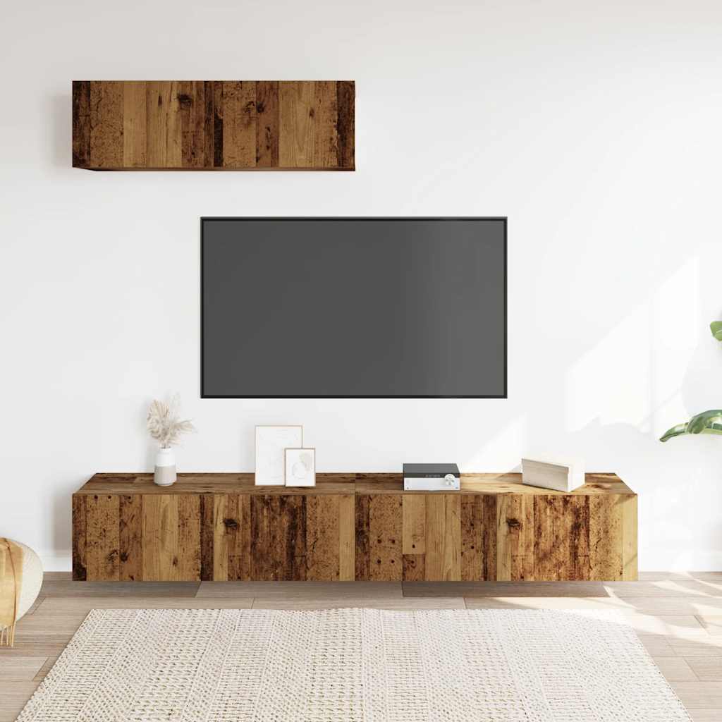 vidaXL Tv-wandmeubelen 3 st 100x30x30 cm bewerkt hout oud houtkleurig