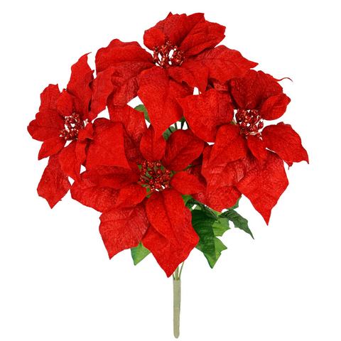 I.GE.A. Boeket kunstbloemen Boeket Poinsettia Kerstster kerstster kerstdecoratie kunstbloem kerstbloem (1 stuk)