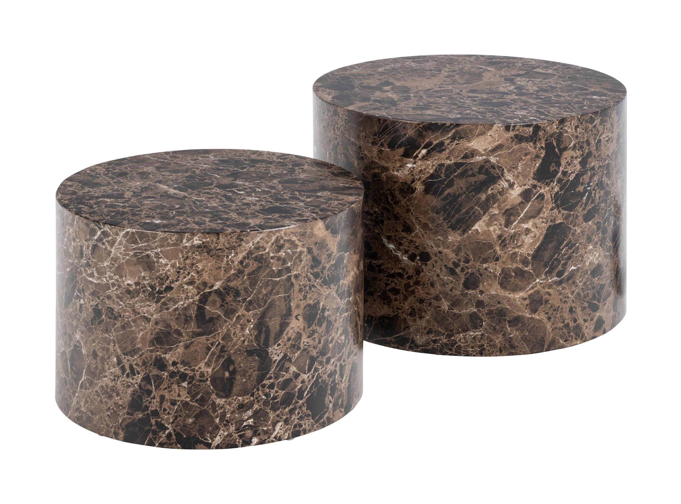 Bendt Salontafel Flavian Marmerlook, Set van 2 stuks - Bruin - Rond