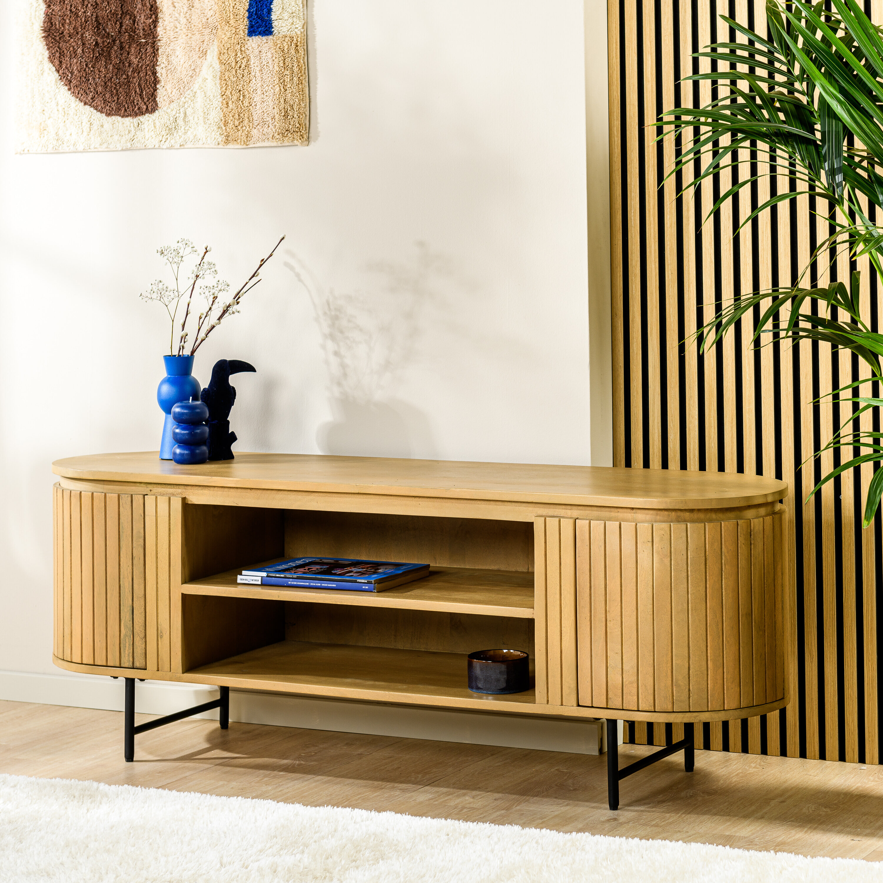 BASE TV-meubel Aké Acaciahout, 155cm - Naturel