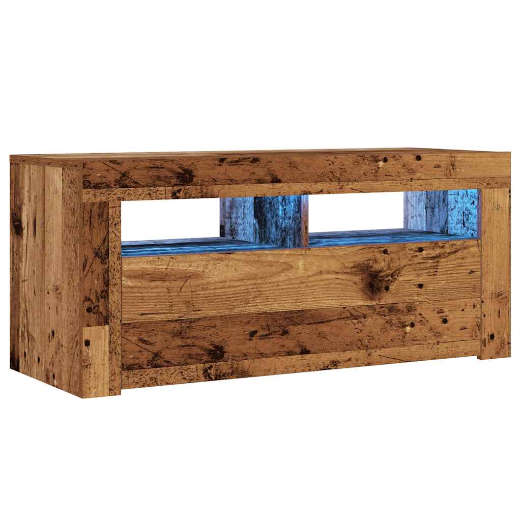 vidaXL Tv-meubel met LED 90x35x40 cm bewerkt hout oud hout