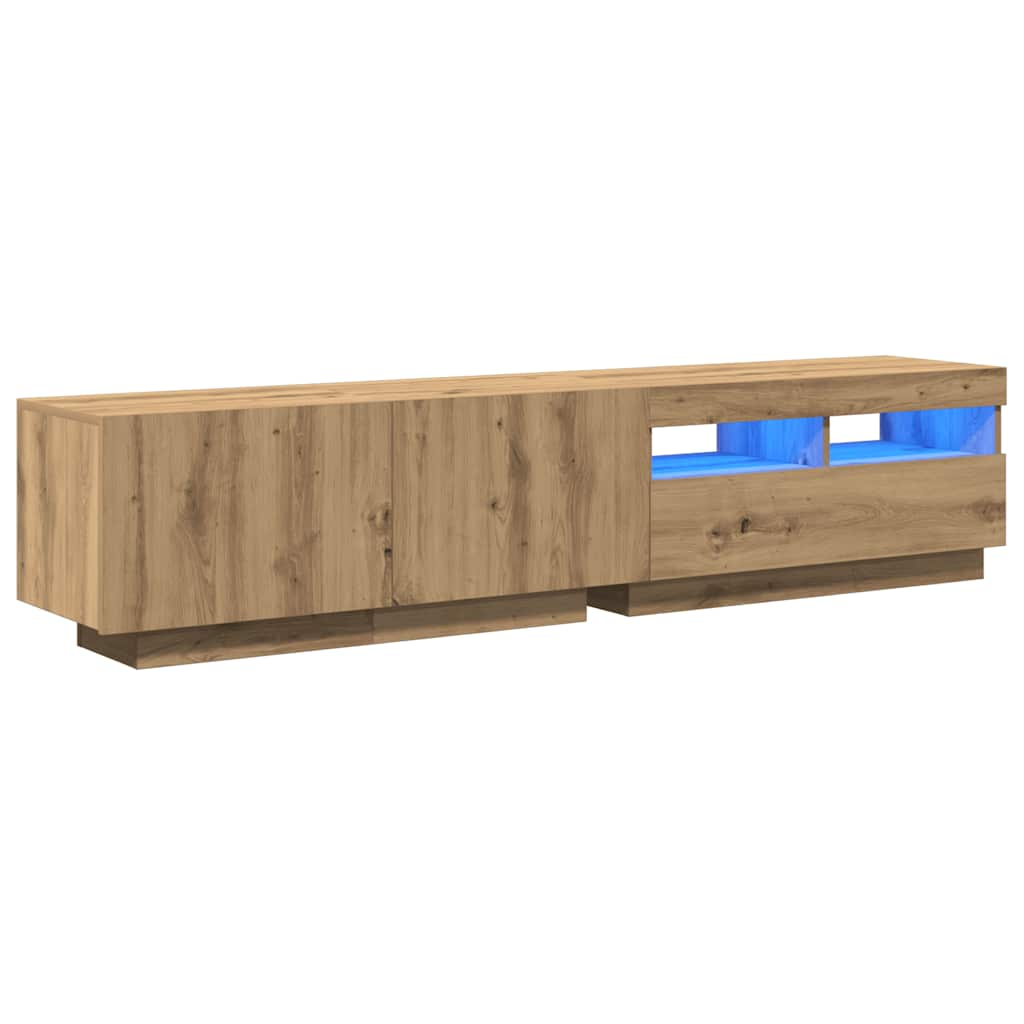 vidaXL Tv-meubel met LED 180x35x40 cm bewerkt hout artisanaal eiken