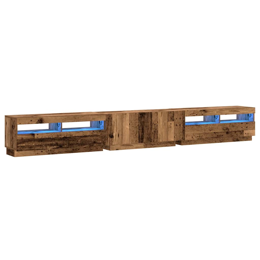 vidaXL Tv-meubel met LED 300x35x40 cm bewerkt hout oud hout