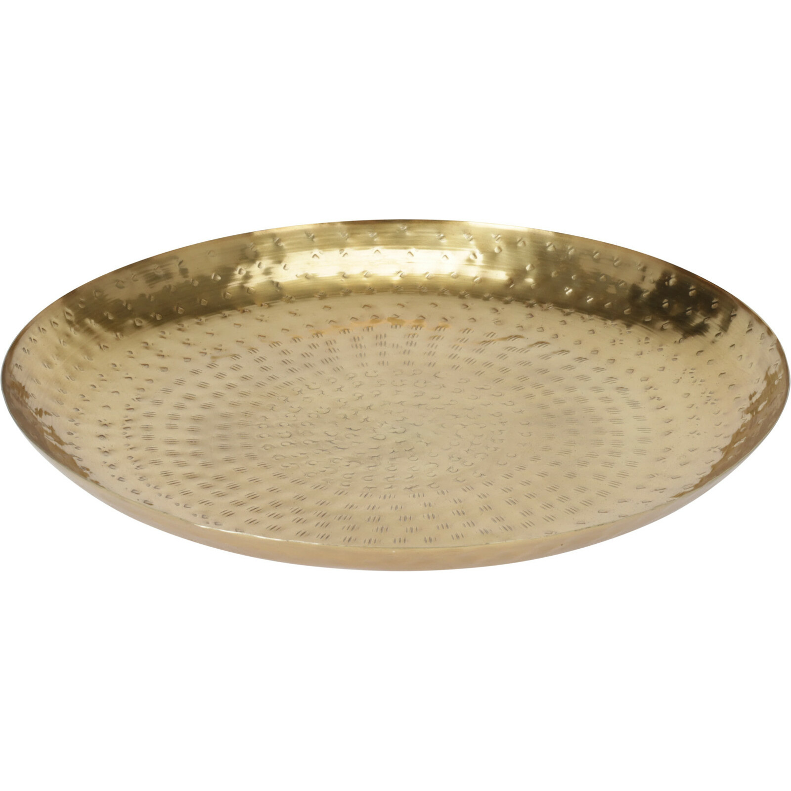 Home & Styling Dienblad/serveer plateau - Dia 29 cm - gehamerd metaal - metallic goud -