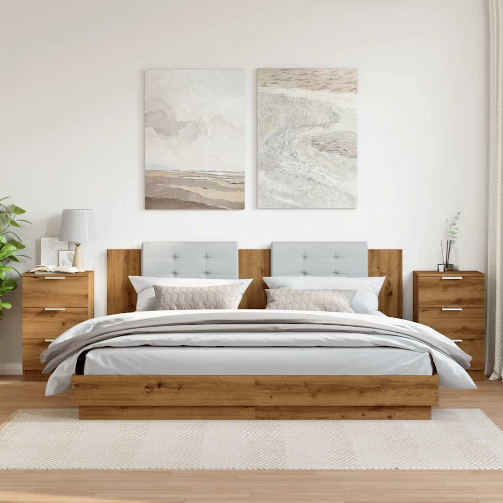 vidaXL Nachtkastjes 2 st 40x36x65cm bewerkt hout artisanaal eikenkleur