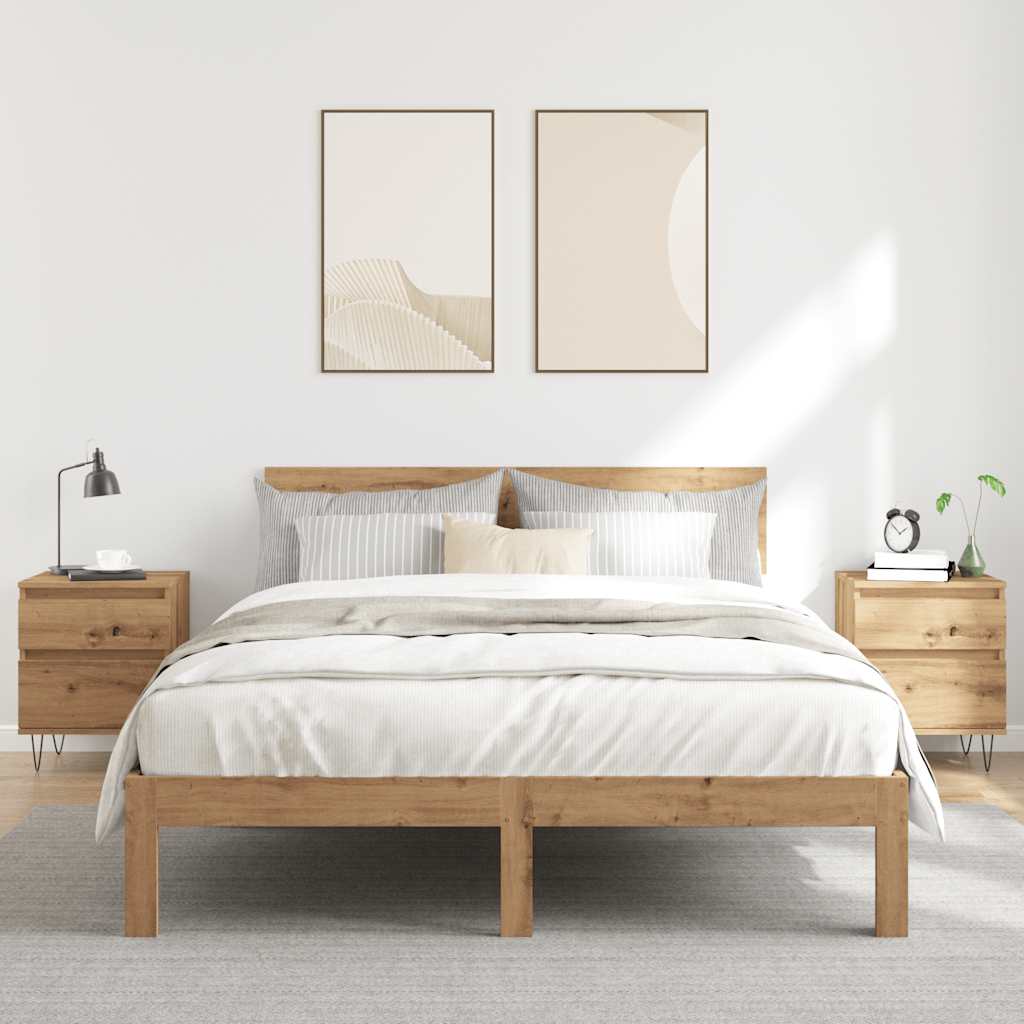 vidaXL Nachtkastjes 2 st 40x35x50cm bewerkt hout artisanaal eikenkleur