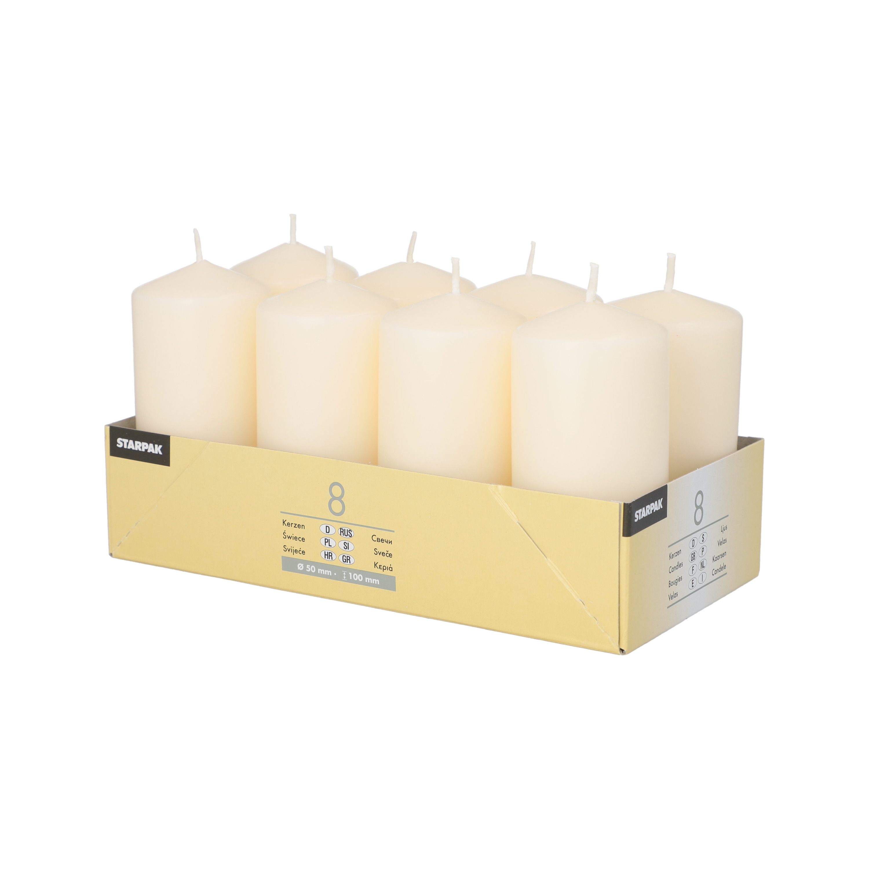 Conpax Candles Stompkaarsen - 8x - crème wit - D5 x H10 cm -