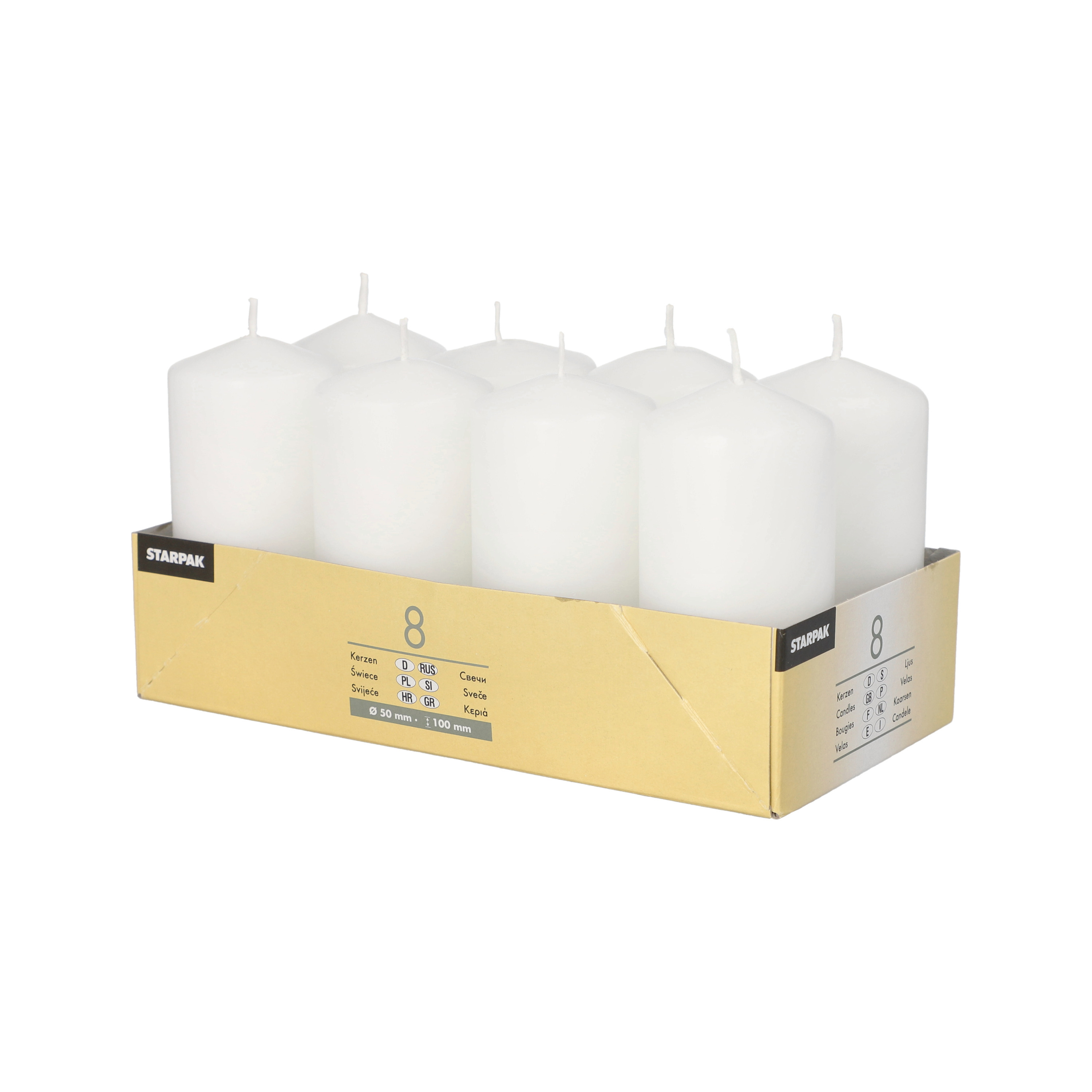 Conpax Candles Stompkaarsen - 8x - fris wit - D5 x H10 cm -