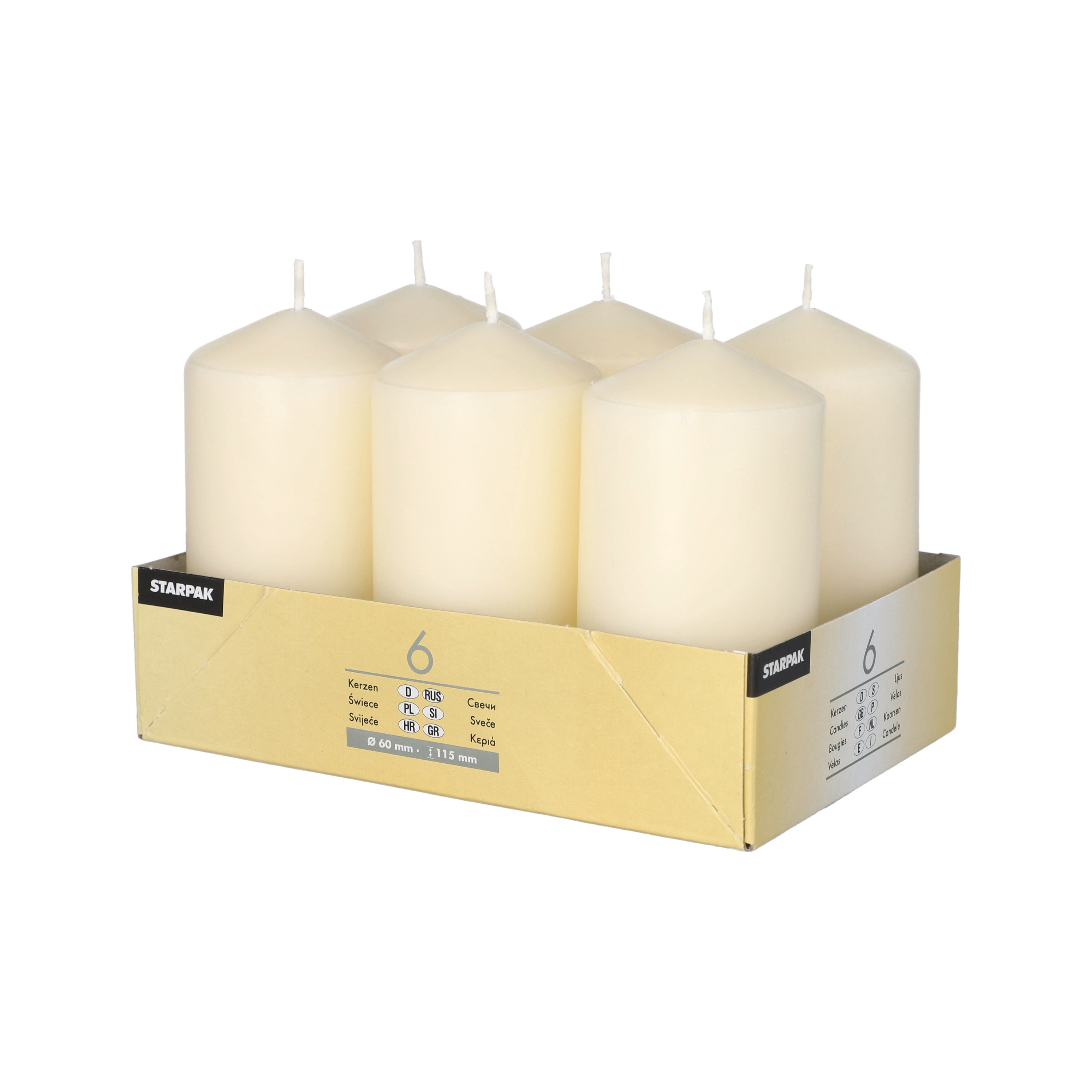 Conpax Candles Stompkaarsen - 6x - creme wit - D6 x H12 cm -