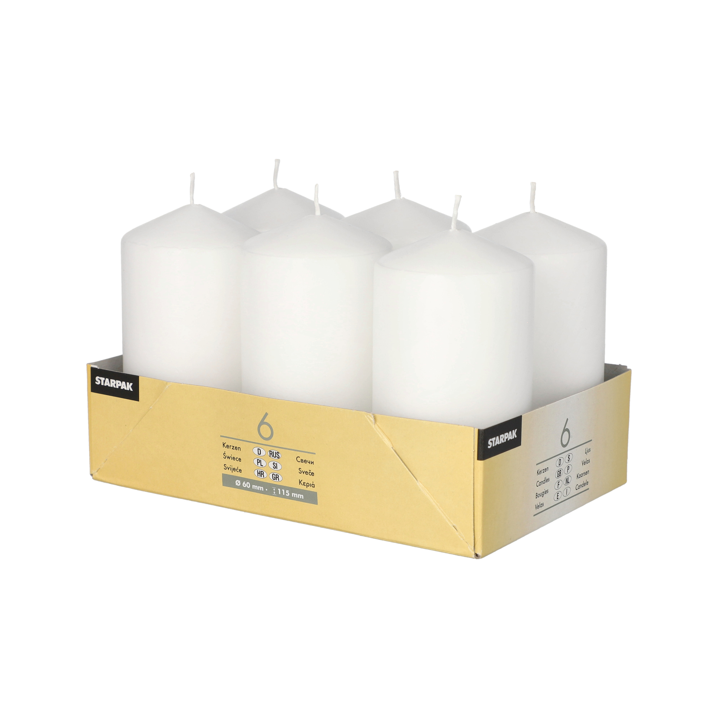 Conpax Candles Stompkaarsen - 6x - fris wit - D6 x H12 cm -