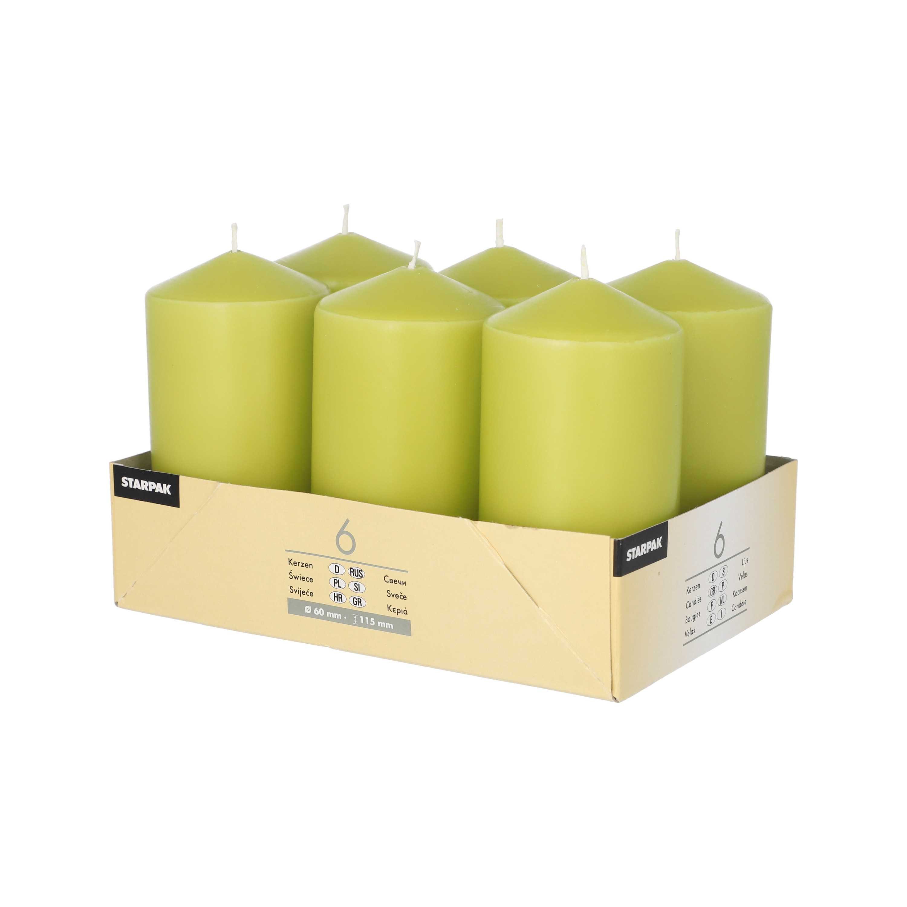 Conpax Candles Stompkaarsen - 6x - lime groen - D6 x H12 cm -