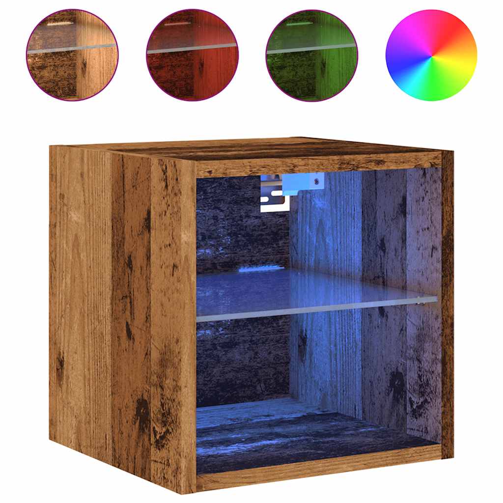 vidaXL Tv-wandmeubels met LED-verlichting 2 st 30x28,5x30 cm oud hout