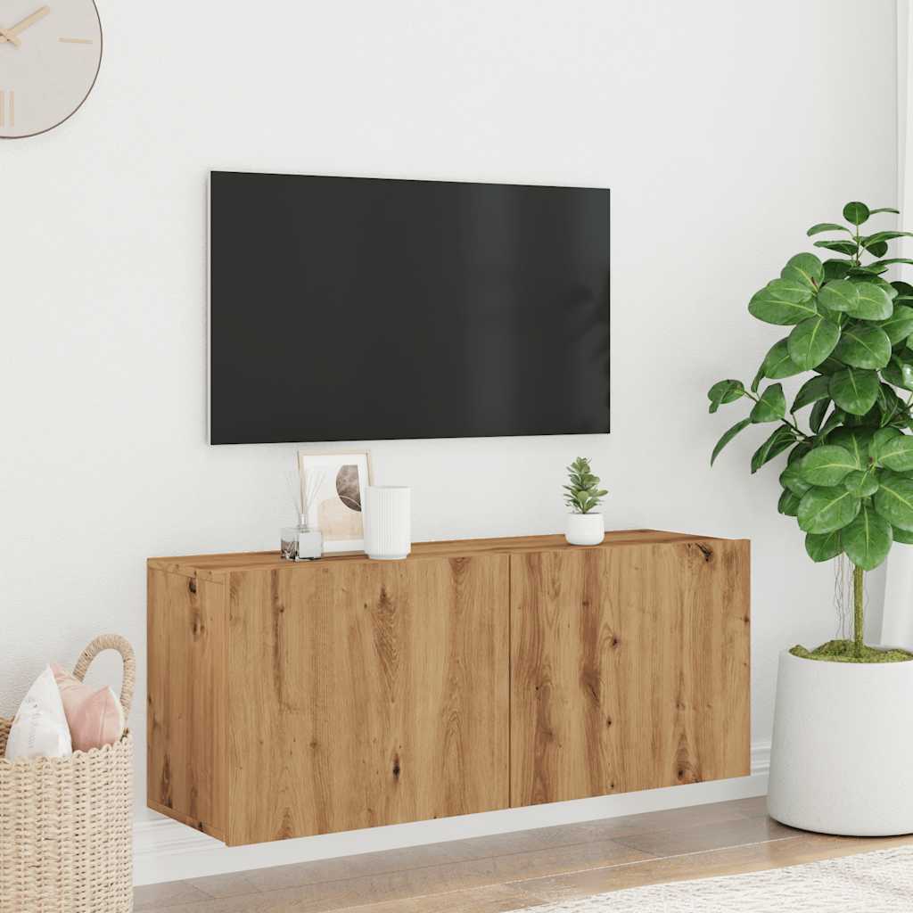 vidaXL Tv-meubel wandgemonteerd 100x30x41 cm artisanaal eikenkleurig