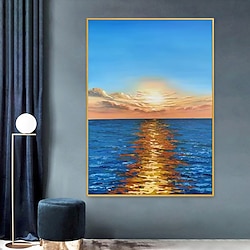 Light in the box handgemaakte olieverfschilderijen canvas wanddecoratie moderne abstracte zee zonsopgang landschap voor huisdecoratie opgerold frameloos ongespannen schilderij