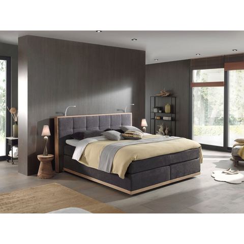 Places of Style Boxspring Vinton van eiken, met ledverlichting, verschillende hardheden (ook h4) (5-delig - 5-delig)