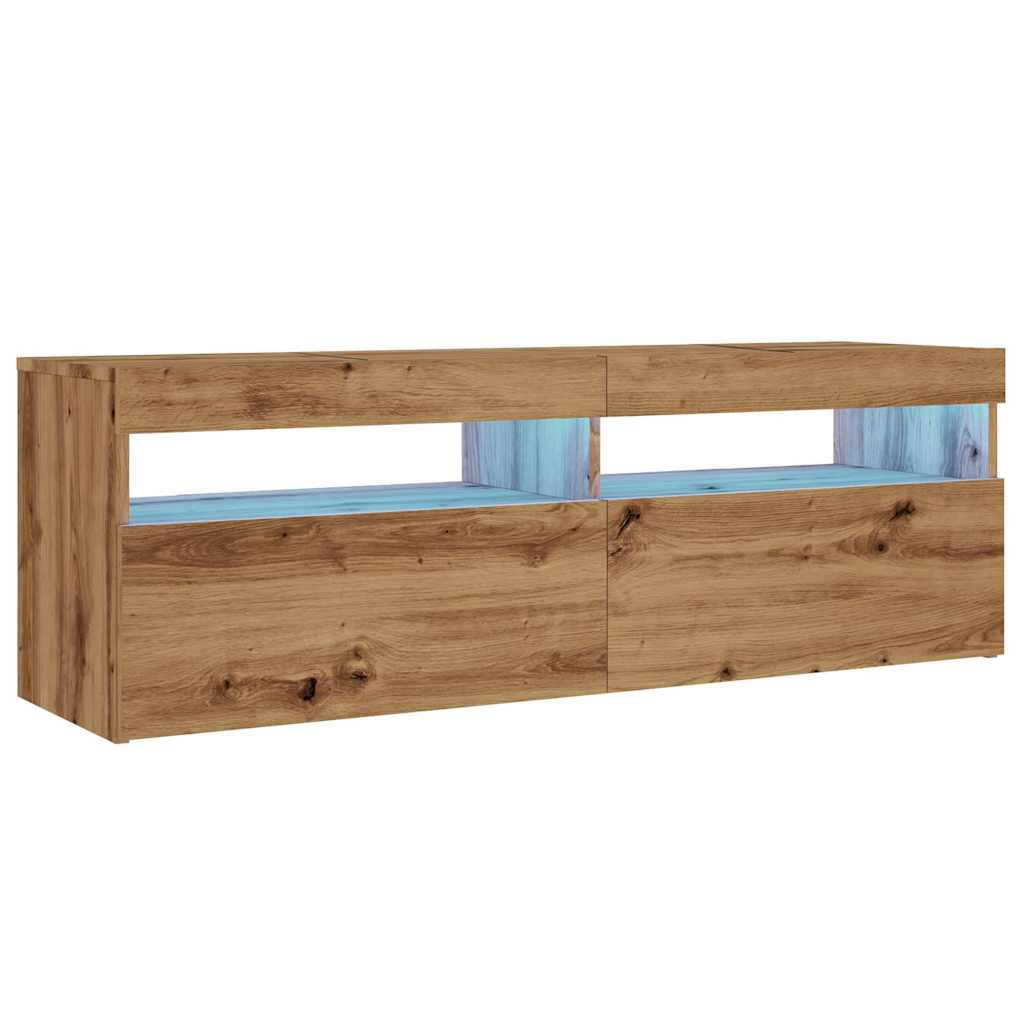 vidaXL Tv-meubel met LED 120x35x40 cm bewerkt hout artisanaal eiken