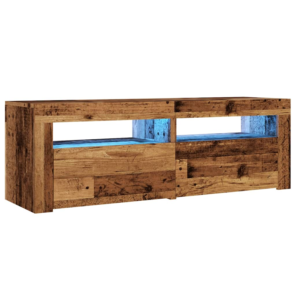 vidaXL Tv-meubel met LED 120x35x40 cm bewerkt hout oud hout