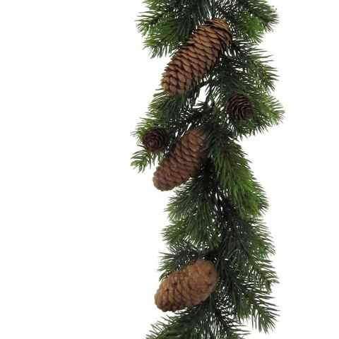 Creativ deco Winterse kunstplant Kerstversiering, kerstguirlande Guirlande met dennenappels, lengte 180 cm