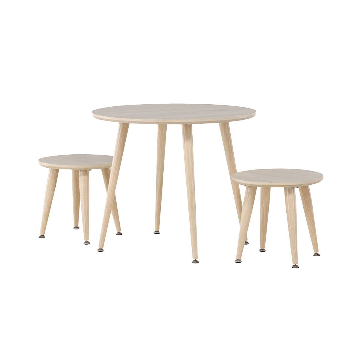 Nest living Runar ronde houten kindertafel met krukjes whitewash – set van 3