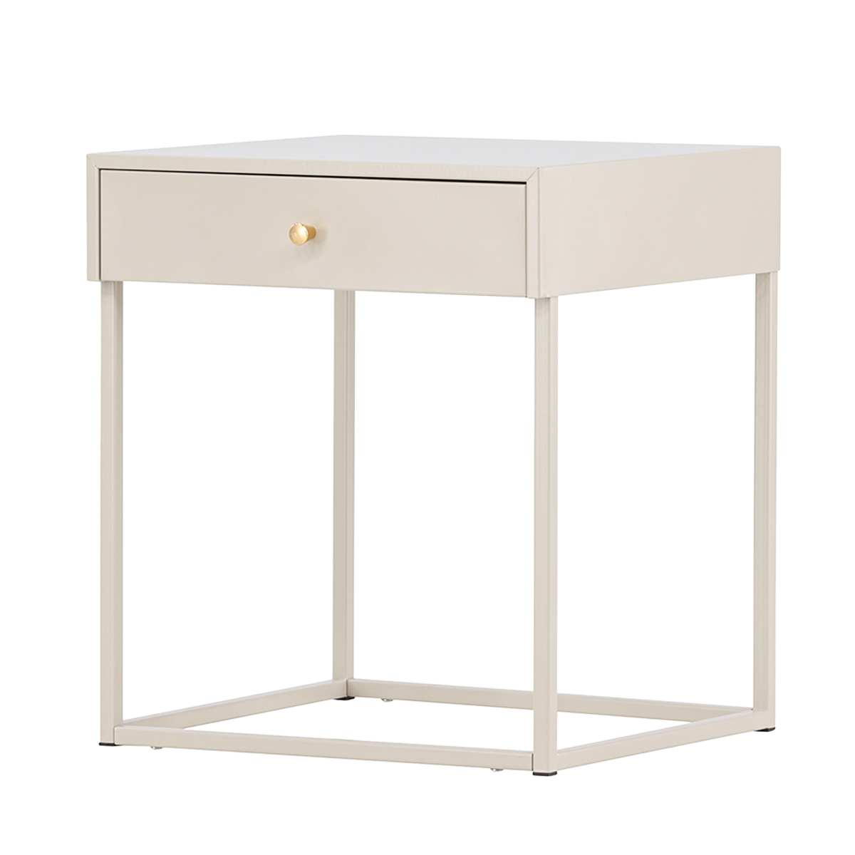 Nest living Lewis metalen nachtkastje beige - 43 x 41 cm