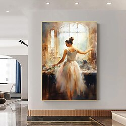 Light in the box abstract ballerina schilderij op canvas handgeschilderde balletdanseres wandkunst dansend meisje schilderij moderne kunst voor woonkamer kantoor studio decor geen lijst