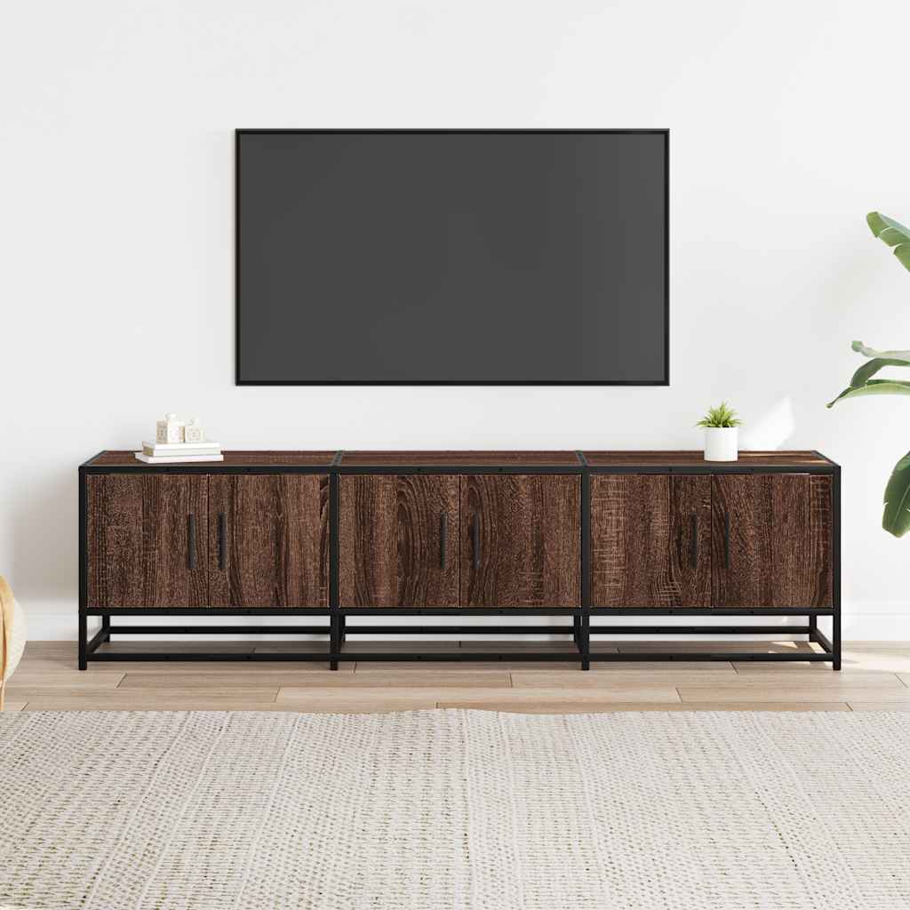 vidaXL Tv-meubel 150x35x41 cm bewerkt hout metaal bruin eikenkleur