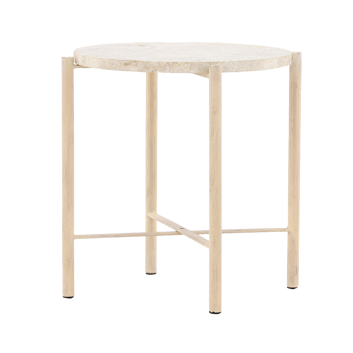 Nest living Thora ronde bijzettafel beige - met stenen blad - Ø 40 cm