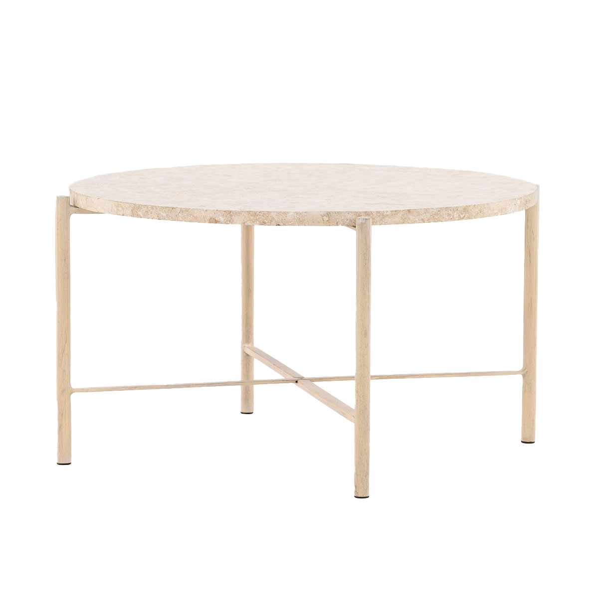 Nest living Thora ronde salontafel beige - met stenen blad - Ø 70 cm