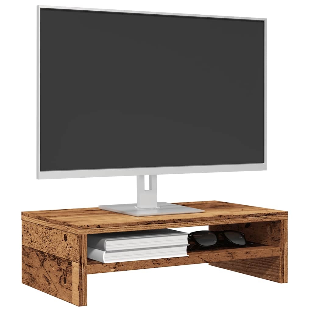 VidaXL Monitorstandaard 42x24x13 cm bewerkt hout oud houtkleurig