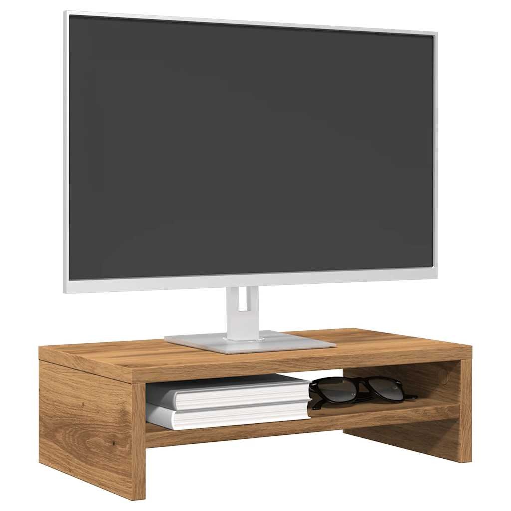 VidaXL Monitorstandaard 42x24x13 cm bewerkt hout artisanaal eikenkleur