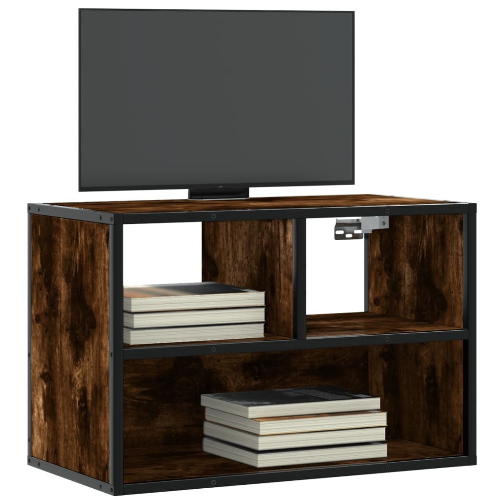 VidaXL Tv-meubel 60x31x39,5cm bewerkt hout metaal gerookt eikenkleurig