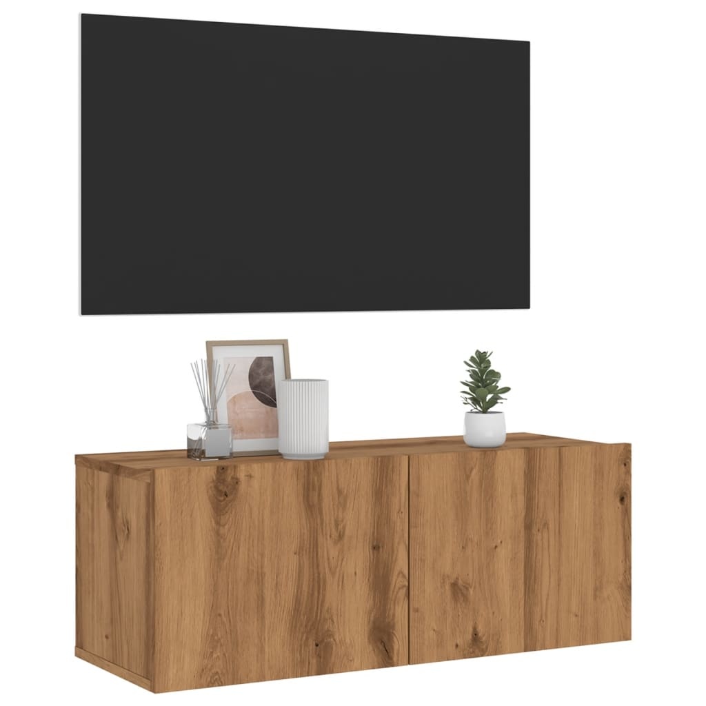 VidaXL Tv-wandmeubel 80x30x30 cm bewerkt hout artisanaal eikenkleurig