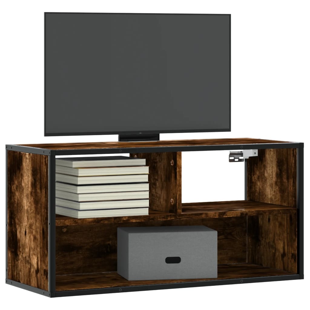 VidaXL Tv-meubel 80x31x39,5cm bewerkt hout metaal gerookt eikenkleurig