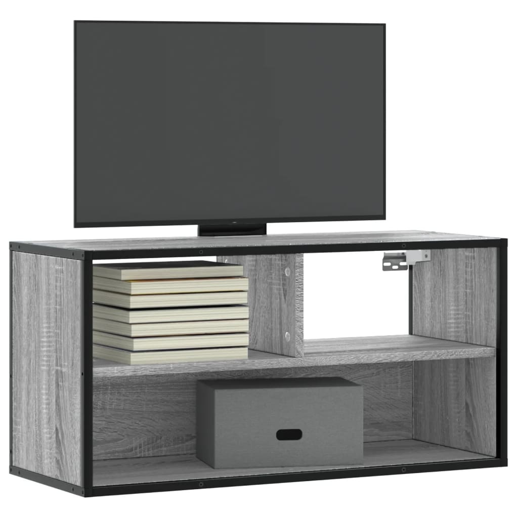 VidaXL Tv-meubel 80x31x39,5 cm bewerkt hout metaal grijs sonoma eiken